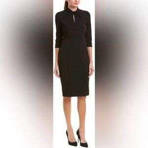 Donna Morgan Crepe Sheath Midi Dress Black sz 10